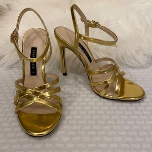 Gold strap dressy heels